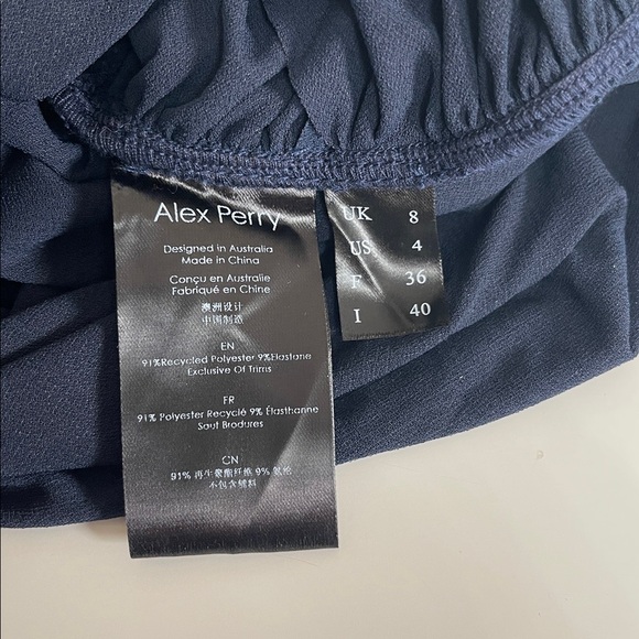 Alex Perry Scoop Wrap Draped Tie Mini Dress in Navy Blue Crepe Jersey Size 4 - Picture 12 of 12